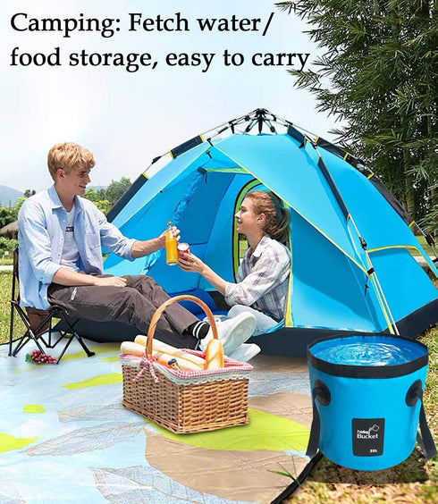 Sunglow Collapsible 5 Gallon Portable Fishing Bucket, Wash Basin Folding Water Container for Fishing and Camping