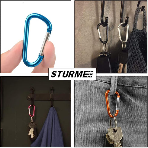 STURME 24 PCS Small Keychain Carabiner Clip Set - 2" Aluminum D Ring, Spring Loaded Gate, Durable Mini Lock Snap Hooks