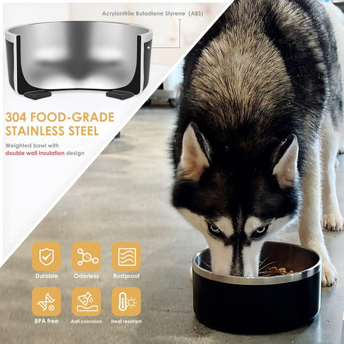 Dog Bowl for Food and Water, 40 Oz Stainless Steel Pet Feeding Bowl, Heavy Duty with Rubber Bottom