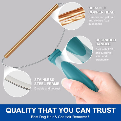 Dog Cat Hair Remover for Deep Cleaning - Portable Carpet Scraper Rake, Fuzz Hairball Shaver Brush for Furniture