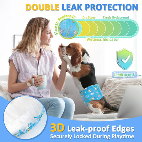 40ct, Dono Dog Diapers Male Widened Disposable Male Dog Wraps, Super Absorbent Doggie Belly Bands with Wetness