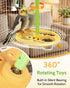 TriGia Paws 2 360 Bird Spinning Toy with Feeding Cups, Rotating Bird Toys for Parrots with Bells & Cork for Boredom