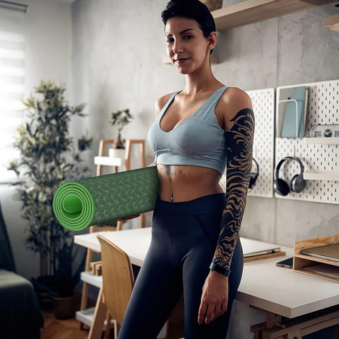 Yoga Mat 1/3 inch QMKGEC Exercise Mats, 8mm TPE Non-Slip Extra Thick Eco Friendly for Yoga Workout