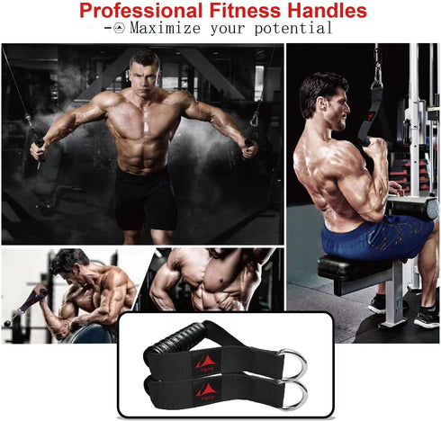 Heavy Duty Gym Workout Handles Attachment for Cable Machine - Compatible with Resistance Band, Pulley System