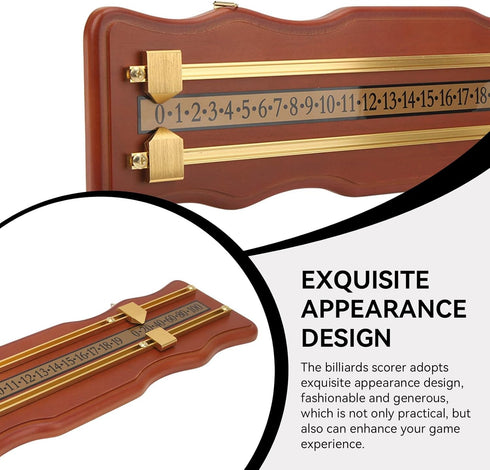 equlup 2 Billiard Game Scorer, Track Wavy Billiard Score Board Medium Density Fiberboard and Metal Billiard Game Score