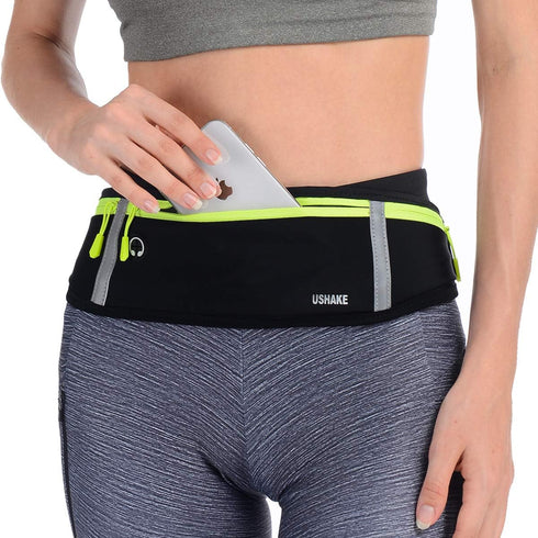 USHAKE Slim Running Belt - Workout Fanny Pack for Men Women, Exercise Waist Pack for iPhone Holder