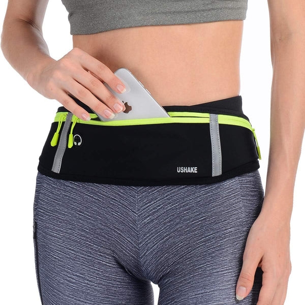 USHAKE Slim Running Belt - Workout Fanny Pack for Men Women, Exercise Waist Pack for iPhone Holder