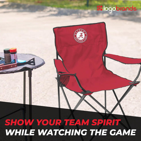 NCAA Portable Quad Folding Chair - Black Tailgate Chair with Armrests & Cup Holder