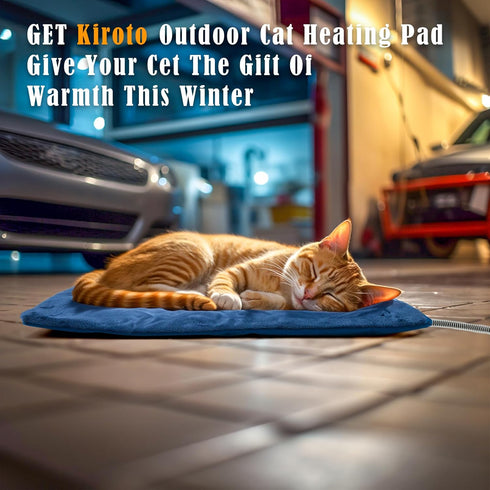 Kiroto Outdoor Heating Pad for Cats, Waterproof Electric Cat Warming Pad, Heated Cat Bed for Feral Cats, 20"x16"