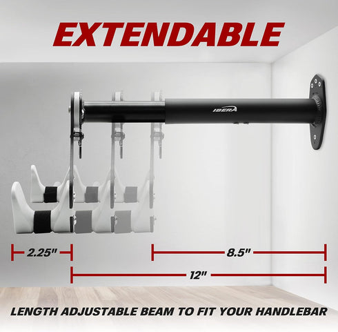 Ibera Bike Wall Mount - Secure Bike Storage up to 18kg with Adjustable Frame Holder & Soft Rubber Cradles