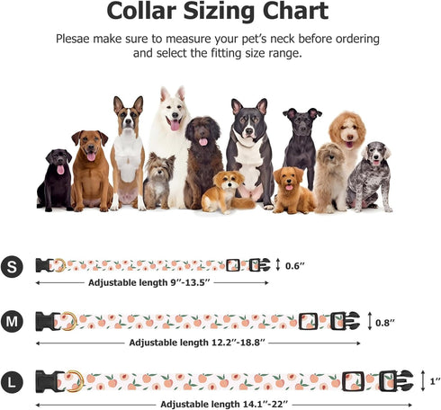 Handmade Dog Collar for Small Medium Large Dogs, White Peach with Pendant, Ideal for Girl and Boy Dogs