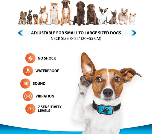 Humane Dog Bark Collar, 2 Pack Anti Barking Training Collar, No Shock for Medium Large Dogs