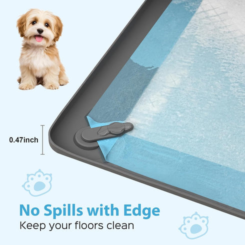 Wuquperf 24" 24" 4 x Dog Pee Pad Holder, Silicone Puppy Potty Pad Tray with Built-in Magnetic Clamps Non-Slip Dog