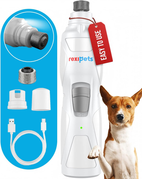 REXIPETS Cat and Dog Nail Grinder - Rechargeable Electric Pet Nail Clipper