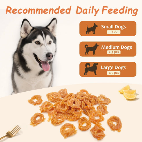 10.6oz Chicken Rings Dog Treats, Real Chicken Jerky Rawhide-Free Soft Chews, Natural High Protein Limited Ingredient