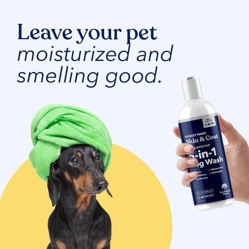 Honest Paws Dog Shampoo and Conditioner - Premium Wash for Allergies, Dry Itchy Skin, 16 Fl Oz