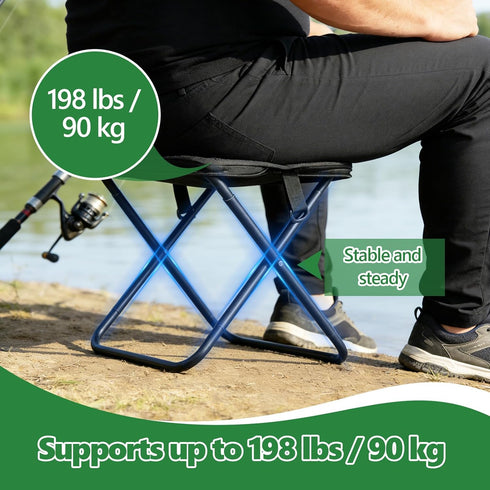 198LBS Portable Folding Camping Stool - Ultralight Pocket Collapsible Chair with Carry Bag Capacity for Adults Travel