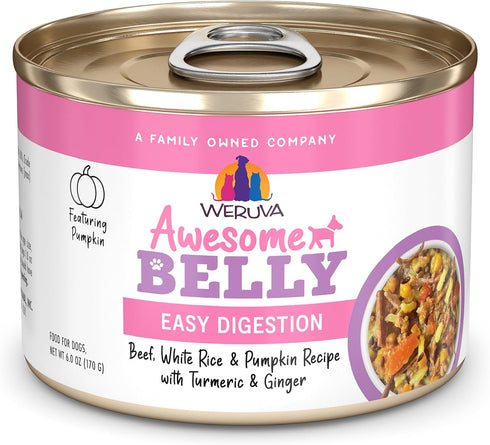 Weruva Awesome Belly Wet Dog Food, Beef & White Rice, 6oz Can