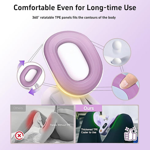 0-70lb 360Hip Upgraded Purple Inner Thigh Exerciser with LED Display, Adjustable Inner Thigh Exerciser, Pelvic Floor