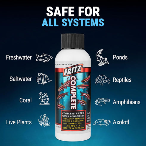 Fritz Complete Water Conditioner/Tap Water Dechlorinator, 4 oz, Instantly Detoxifies Chlorine, Heavy Metals