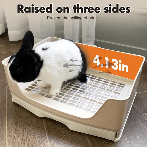 Yuoaes Large Rabbit Litter Box Bunny Potty Training Corner Litter Pan with Drawer Comes with Liners Rabbit Pee Pads