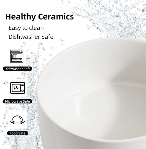 Non-Slip Ceramics Dog Bowl, Small and Medium Dog Feeding Bowl, 6in White Dog Dish for Food and Water