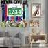 16" Never GIVE UP Race Bib Medal Hanger Holder Display Wall Rack in Long-Medal Hanger Awards Ribbon