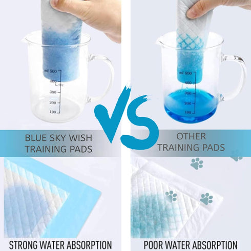 Blue Sky Wish 50 Count 24" 24" 24x24 inch Pet Training Pads, Size Large x Puppy Pads, Absorbent Disposable Pee Pads