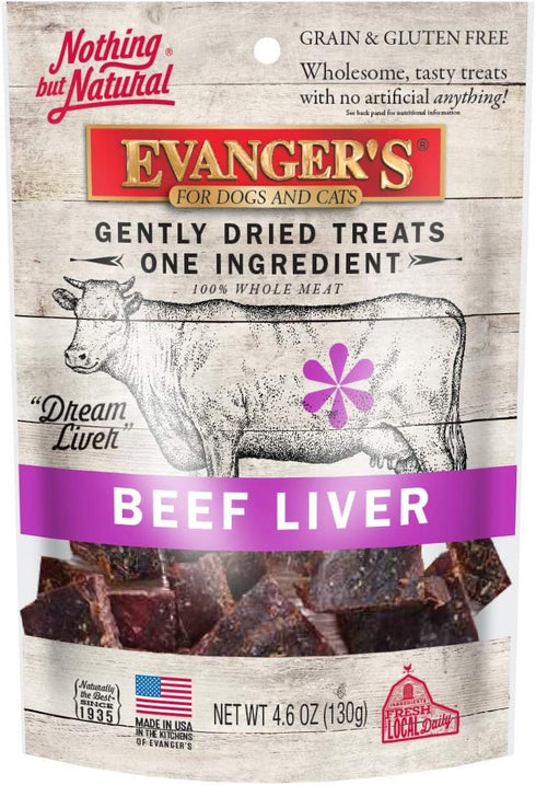 Evanger's Nothing But Natural Gently Dried Beef Liver Treats for Dogs - Healthy Snack