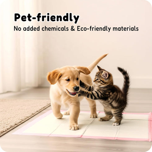 23" 23", 6-Layer 100 Count MoMoCo Pink Puppy Pads x Super Absorbent Dog Pee Pads, Leak-Proof Training Pads for Hardwood