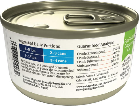Solid Gold Wet Cat Food Pate for Adult & Senior Cats, Real Chicken & Coconut Oil, 3oz, 24 Count
