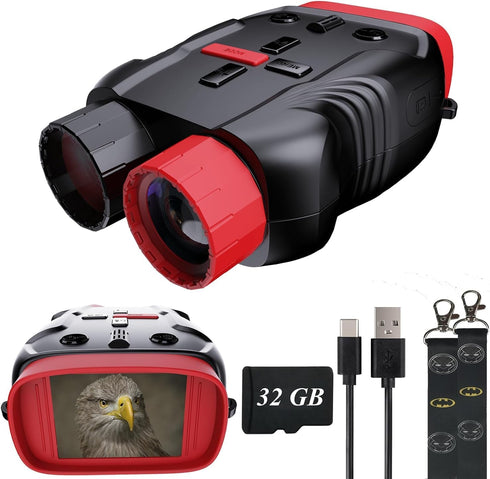 Night Vision Goggles for Kids and Teens - 1080P Binoculars with 7-Levels IR, 32GB Digital Infrared for Hunting and