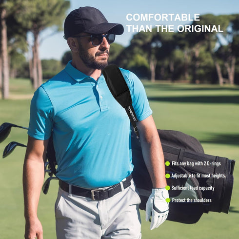 Golf Bag Shoulder Strap, Upgraded Single Padded Adjustable Straps, Universal Replacement (All in Black, 1 Pack)