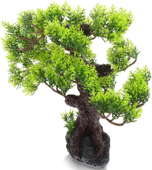 11.41 10.23 2.75 Inches, BESPORTBLE Bonsai Tree for Aquarium, Resin Fish Tank Landscape Decoration, Simulated Green