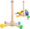 Gosknor Bird Stand Perch Toy, Premium Wooden Interactive Spinning Parakeet Toys 360 Degree