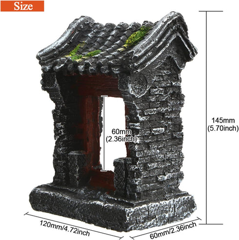 Saim Aquarium Decorations Classical Ancient Temple Ruins Ornament Chinese Old Building Decorations for Betta Fish Tank
