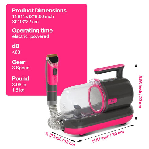 Trimming High-Suction Dog Grooming Vacuum for Small & Medium Dogs, Compact Hair Collection System for Regular