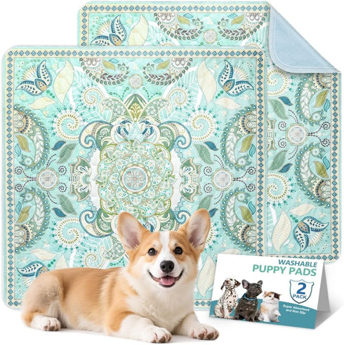Washable Pee Pads for Dogs, 2 Pack Reusable Puppy Training Pads 31.5"x31.5"