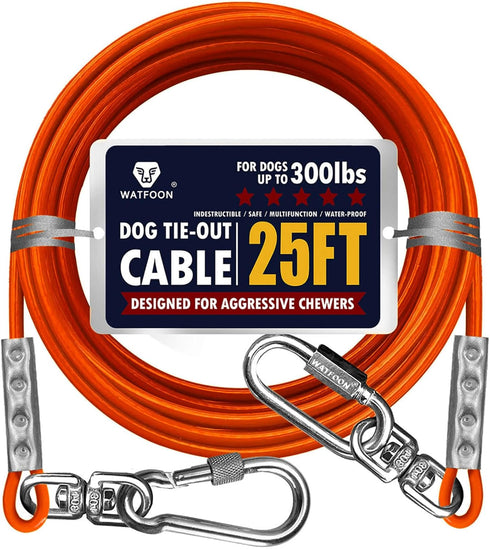 Tie Out Cable for Dogs Up to 300lbs, 100ft Extra Strong Tether, 1000lbs Break Strength, Dog Run Cable for Yard Garden