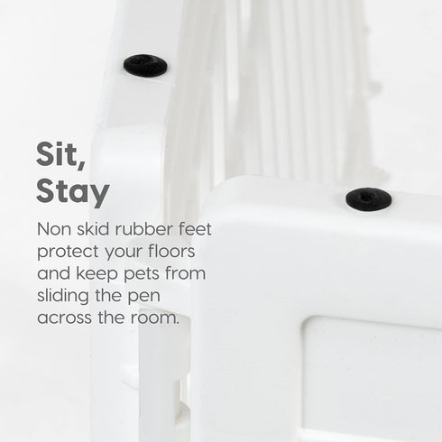 IRIS USA Dog Playpen, 4-Panel 24" Pet Playpen with Door, Indoor/Outdoor Customizable White