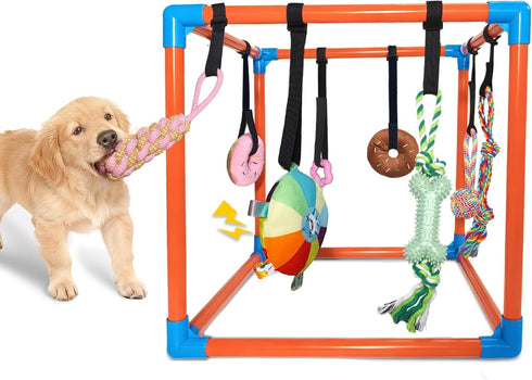 BASTIPETA Puppy Play Gym with 8 Hanging Toys Removable Dog Enrichment Playground, Indoor