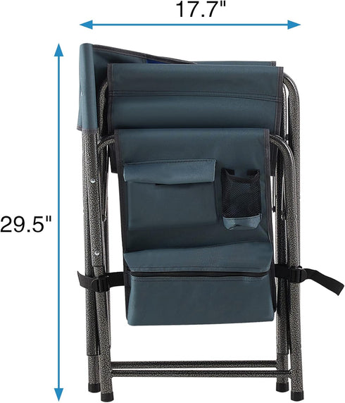 FUCIHOMA 400lb (1-Piece Oversized Padded Folding Chair with Side Table - Capacity Portable Directors Chair for Camping