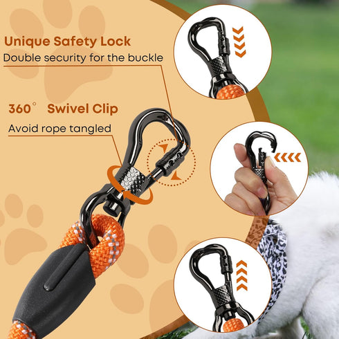 Long Dog Leash for Training 16FT/30FT/50FT/100FT, Reflective with Lockable Hook, Heavy Duty Lead for Large Medium Small