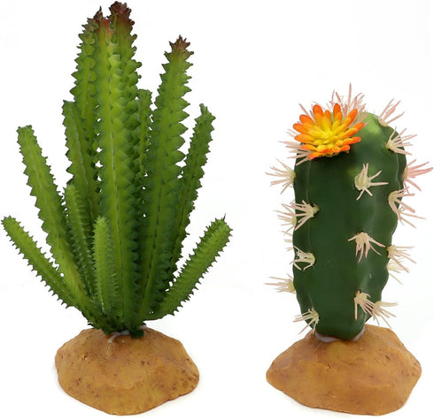 JIHAQUA (Set 2) Reptile Plants Succulent, Artificial Desert Rain Forests Plants for Lizard Bearded Dragon Chameleon