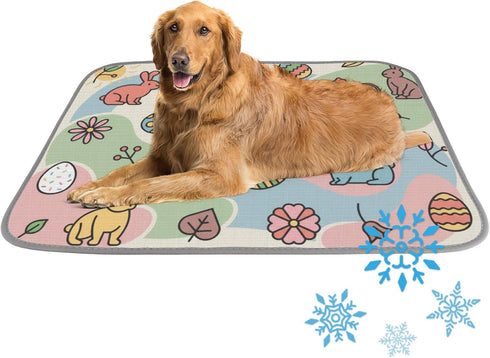 imiBBWQu Dog Cooling Mat Happy Easter Pet Ice Pad Mat Washable Pet Cold