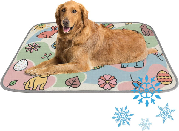 imiBBWQu Dog Cooling Mat Happy Easter Pet Ice Pad Mat Washable Pet Cold
