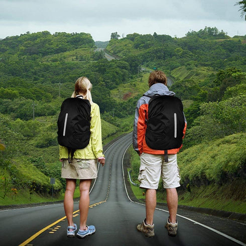 LAMA 2pcs Waterproof Rain Cover for Backpack, Reflective Rainproof Protector for M 26L-40L Black