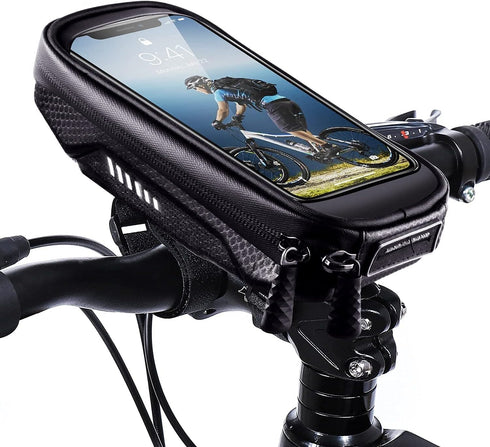 HUANLANG Waterproof Bike Phone Case with Handlebar Mount, Touch Screen Compatible, Fits Phones Below 6.7 inch