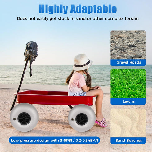 EcoTypee 10in Wheel,2 Pack Beach Balloon Beach Cart Tires Replacement Big Sand Wheels,for Kayak, Canoe Cart and Buggy