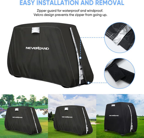 NEVERLAND Waterproof Golf Cart Cover for 4 Passengers, Fits Yamaha, EZ GO, Club Car, Outdoor Windproof Cover